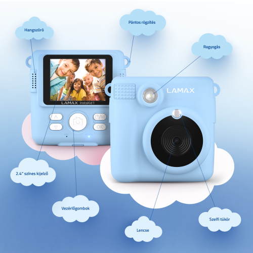 LAMAX InstaKid1 Blue Instant hőpapíros fényképezőgép LAMAX InstaKid1 Blue Instant hőpapíros fényképezőgép
