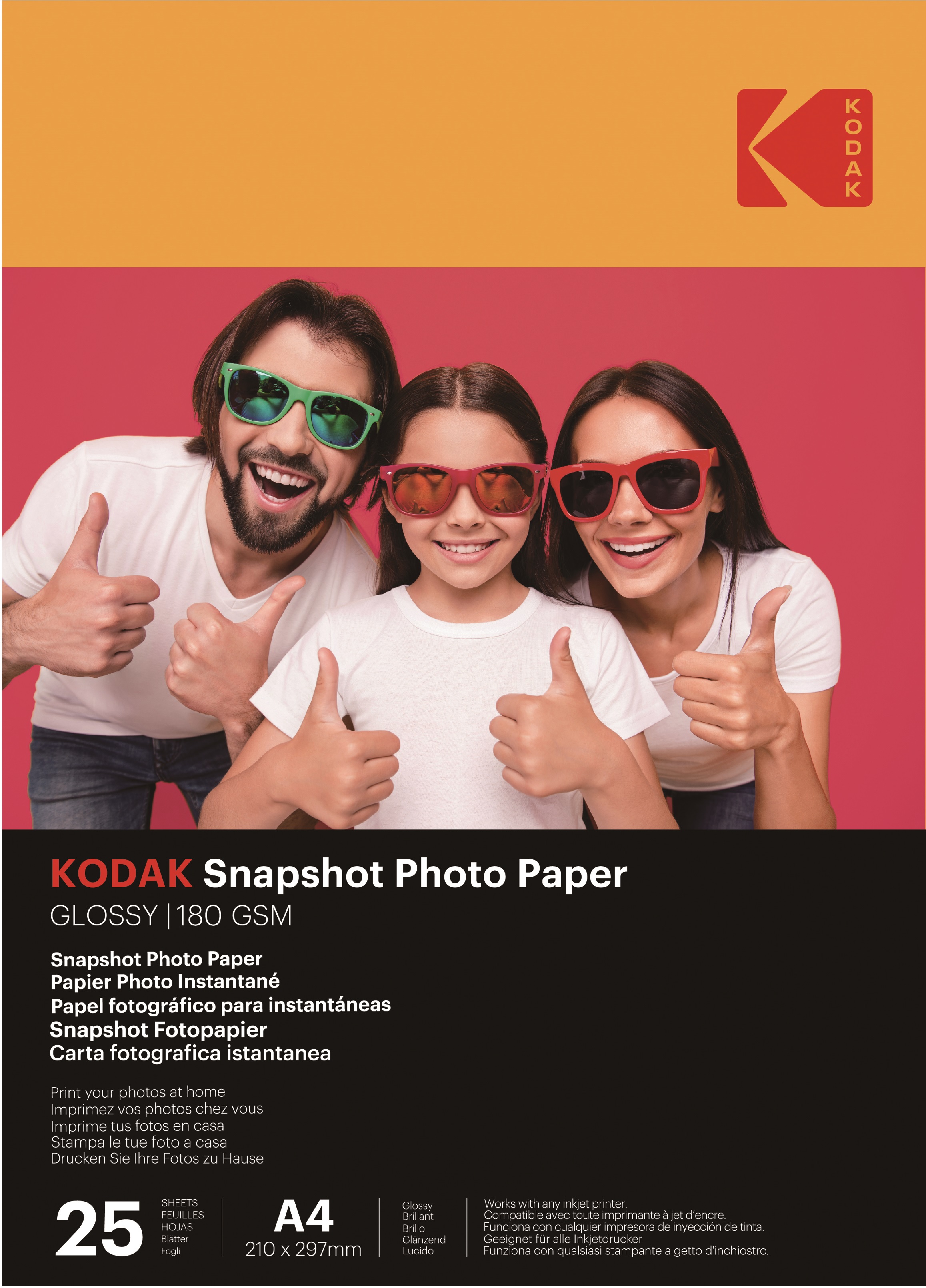 Kodak Snapshot fotópapír, fényes, A4, 21x29,7cm, 180g, 25db