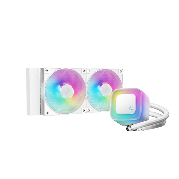 DeepCool  LE240 WH V2  max 31,6dB; max. 128,93 m3/h; 2x12cm A-RGB LED CPU Water Cooler  Fehér