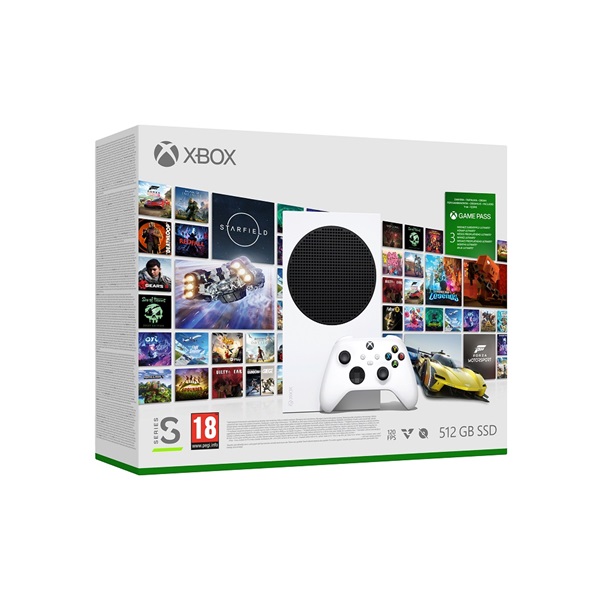 Microsoft Xbox Series S 512GB fehér játékkonzol + XBOX Game Pass Ultimate 3 hónapos előfizetés letöltőkód