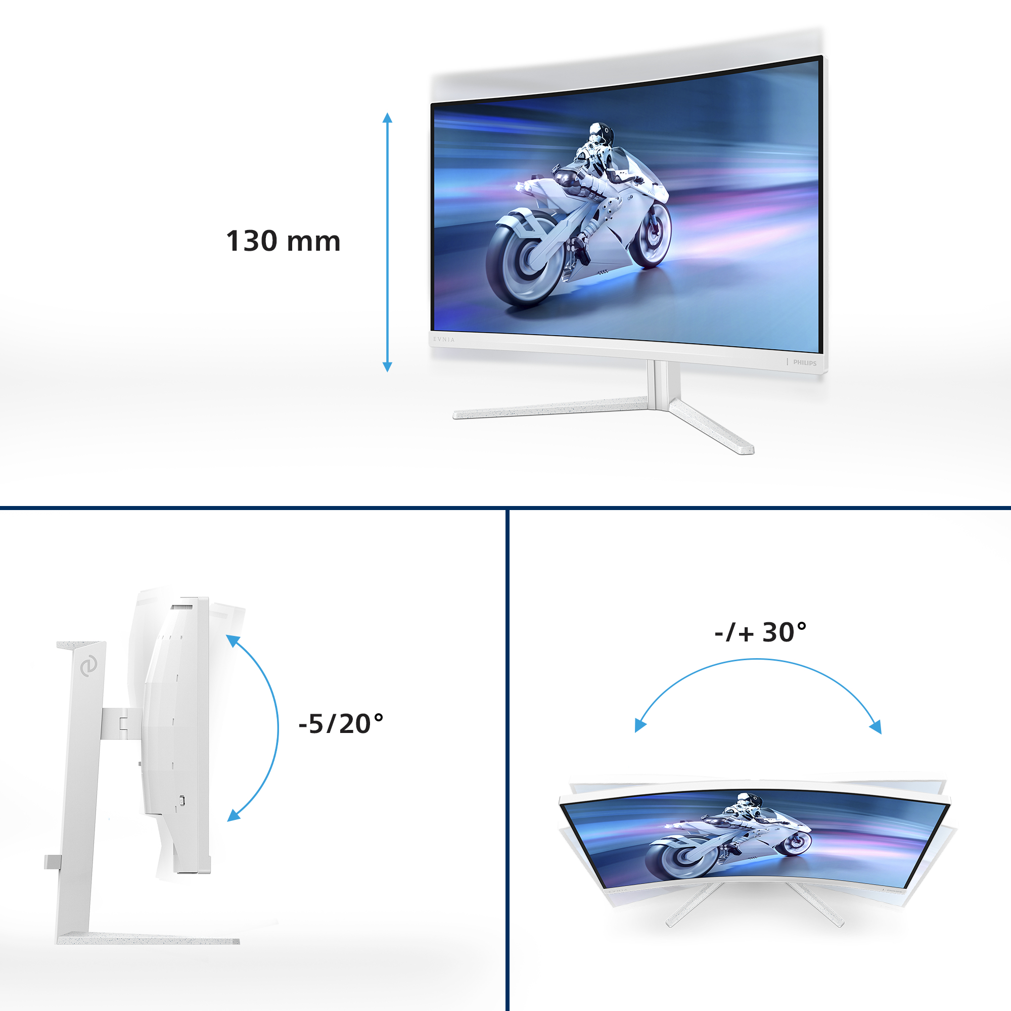 Philips 31,5" 32M2C5501 LED Monitor - 2560x1440, QHD, VA, 180Hz, 1ms, Ívelt, Gamer, Fehér
